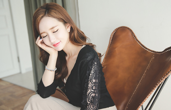 アンティークレイススリーブショートカーディガン