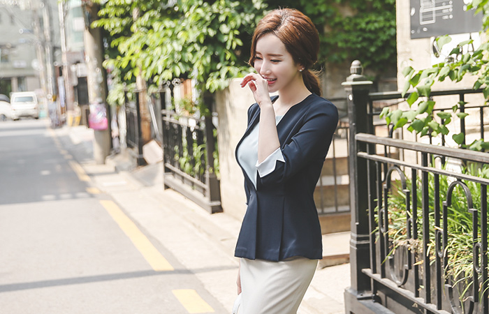 プリッツペプラム小売配色ジャケット