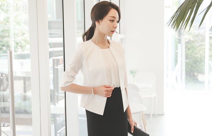 レディキュービックラウンドネックジャケット（summer）