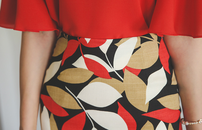 ビビッドリーフリネンスカート