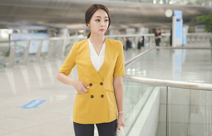 トレンディダブルボタンリネンジャケット