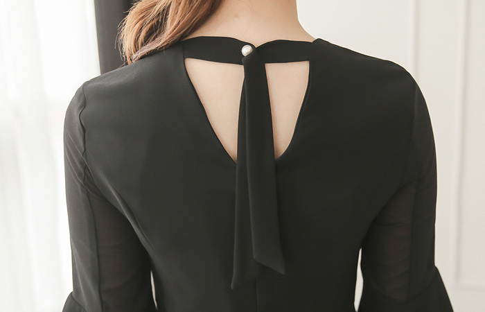 シルエットシーツルーリボンベルトドレス