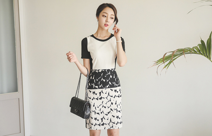 リーフコントラストドレス