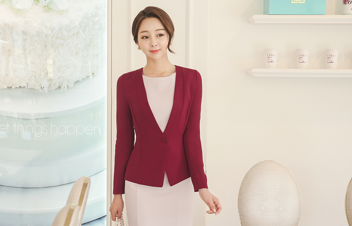 シンプル切開ラインカラー無しジャケット