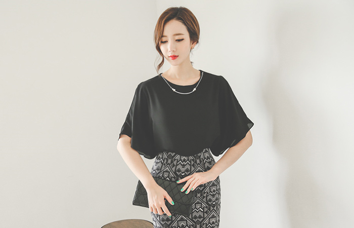 真珠ネックレス翼ブラウス