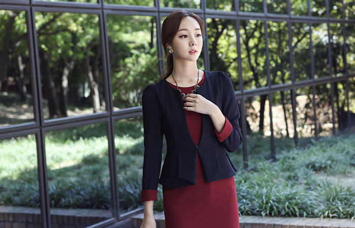 レディージャケットレイヤードドレス