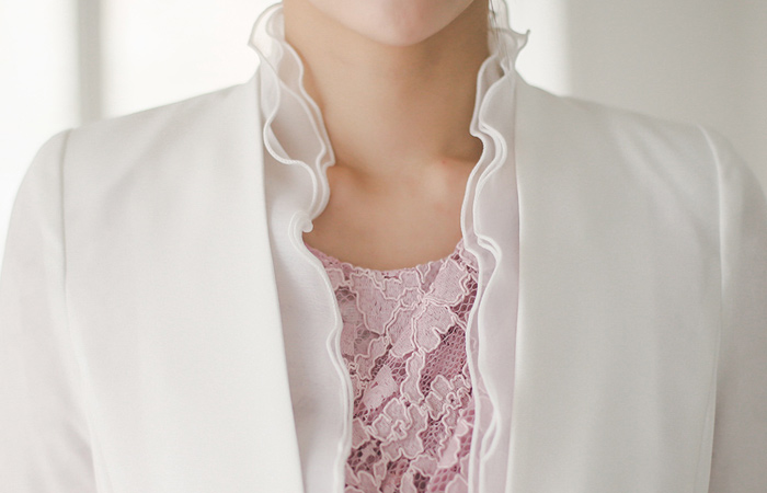 クイーンズオーガンザフリルカラー無しジャケット