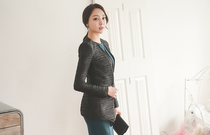 メタリックスカーフトリミングジャケット