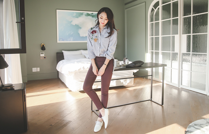 オータムカラーワイドの中バンディングスキニー