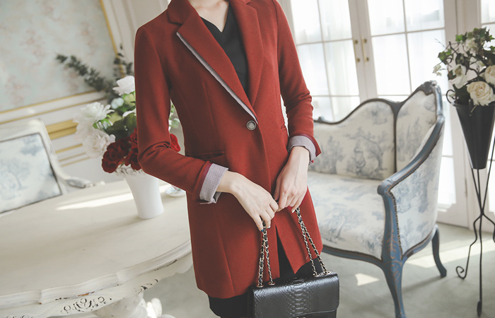 ハウンドチェック配色テイラーロングジャケット