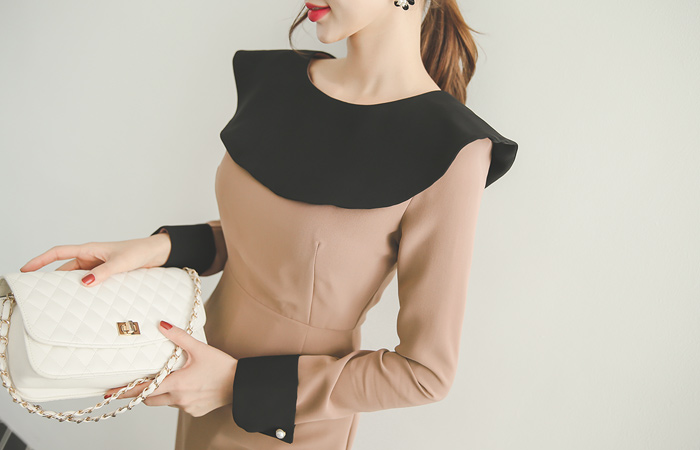 ジャクリーンビブ配色ドレス