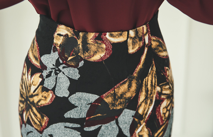 コラージュフラワーこートンスパンスカート