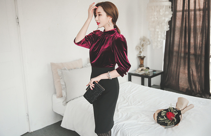 ラグジュアリーベルベットボリュームトップドレス