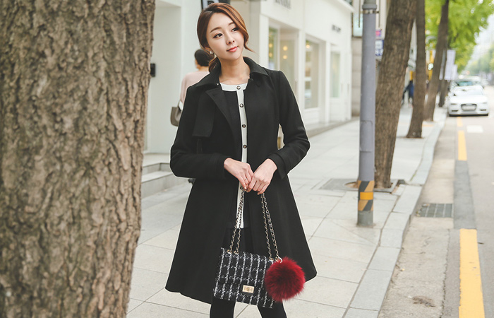 ロマンチックフレアトレンチウールコート