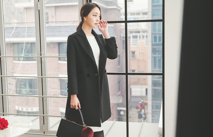 ベルベットダブルボタンウールコート