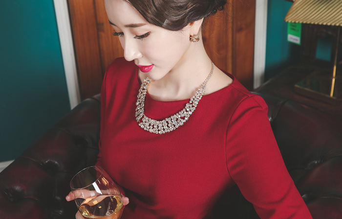 クロスドレープシャーリングドレス