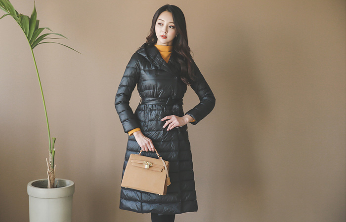 軽量シープスキンスリム・ロングパディングコート