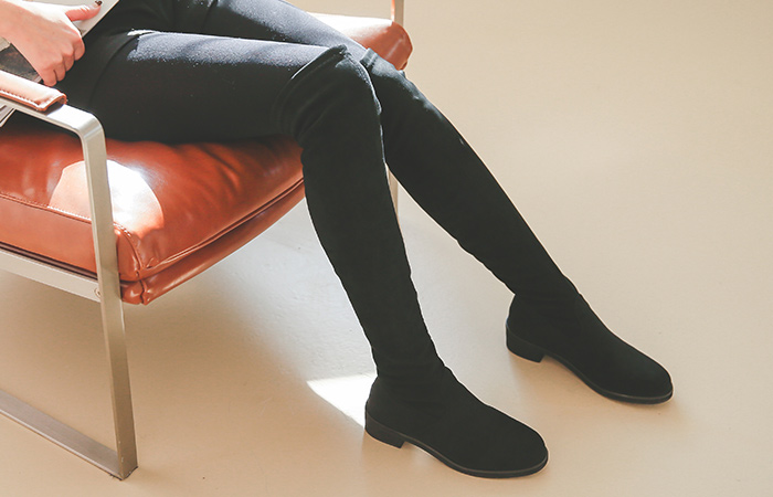 ファー裏地スエードニーハイブーツ