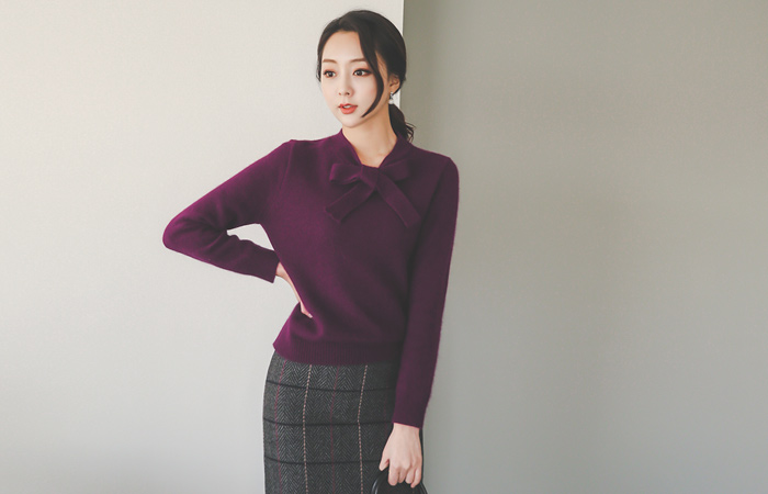 アンゴラリボンタイニット