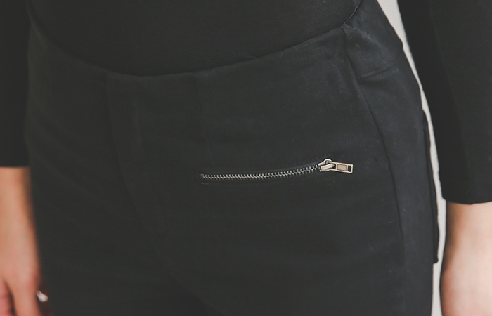 ジッパーポイントバンディング起毛スキニー