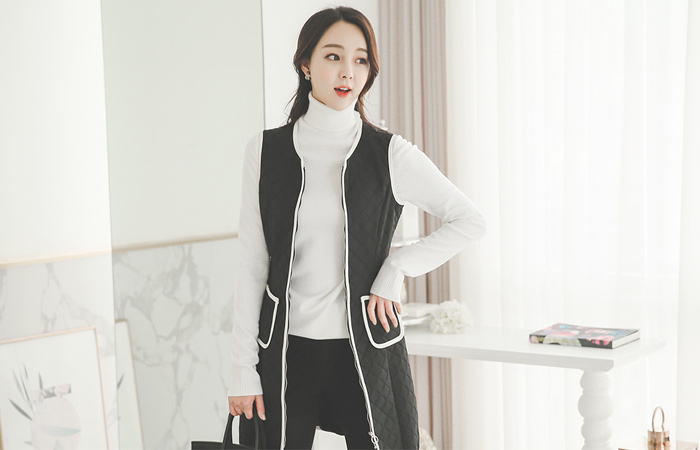 バイアスキルティングロングベストドレス