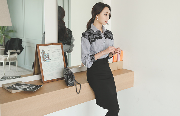 ワイドベルト起毛スリットスカート