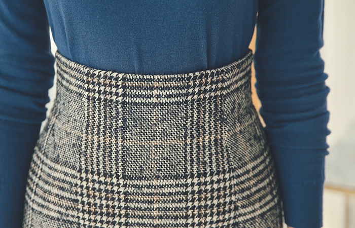 グレンチェックウールハイスカート