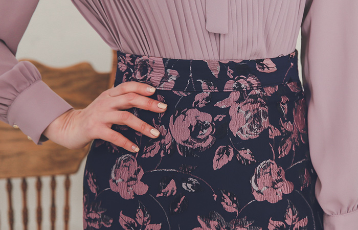 オリエンタルジャカードフラワースカート