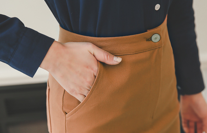 ハイディープスリットコットンスパンスカート