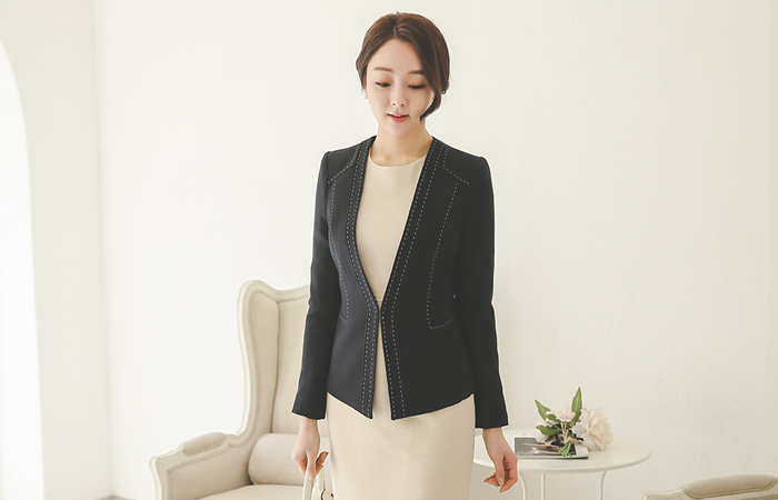 切開ラインステッチカラー無しジャケット