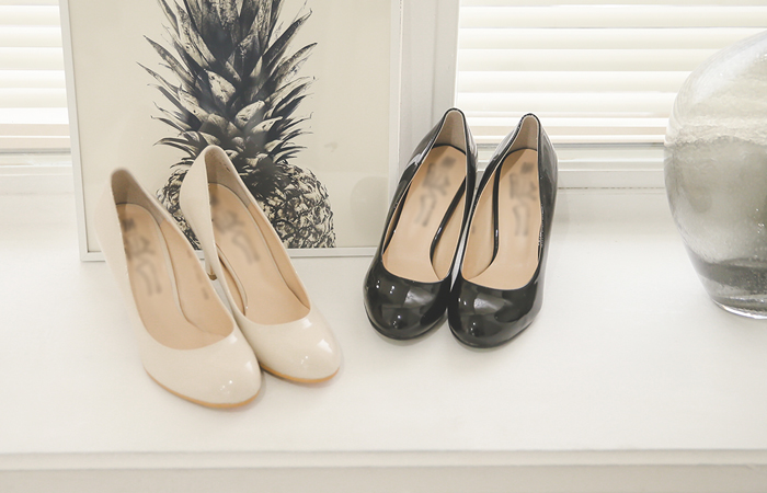 [モデル着用32次]ベーシックラウンディングエナメルパンプスヒール