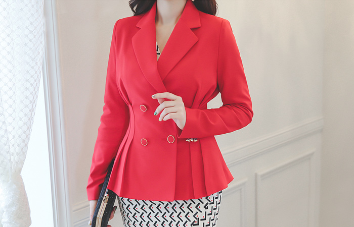 ダーツピンタックプリッツダブルジャケット