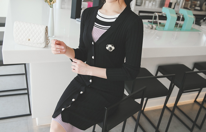 ボールドパールボタンゴルジロングカーディガン