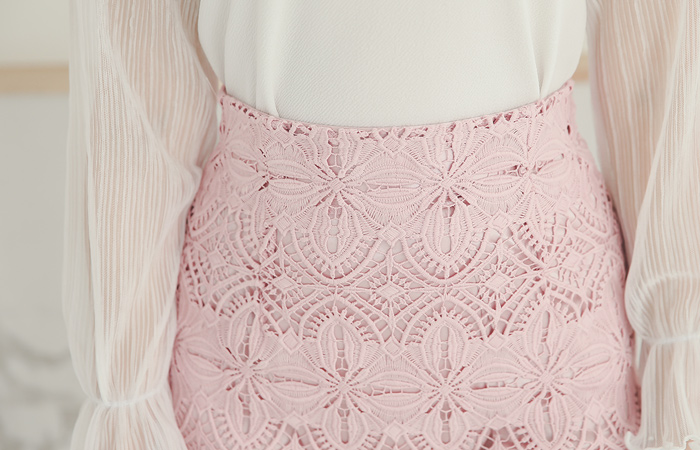 マクラメアンティークレイススカート