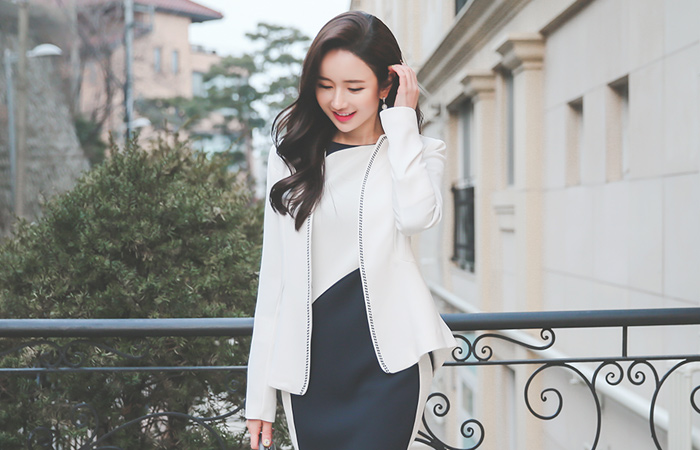 ステッチカラー無しベクペプラムジャケット