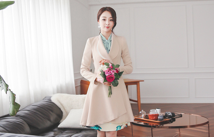 パールベルト配色カラーオンバルフレアジャケット