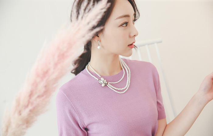 ベリーラウンド半袖ニット