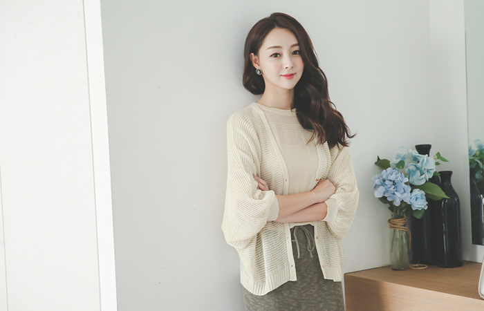 メタリックエイバルンカーディガン