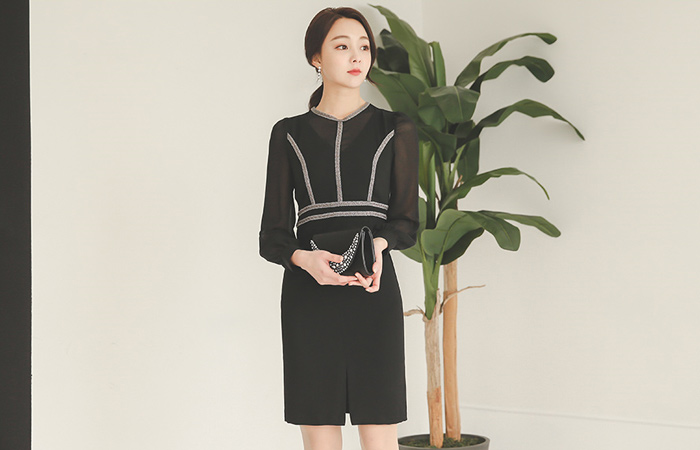 メタリックバイアスシーツルードレス