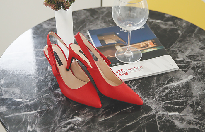 [モデル着用33車]シングルリボンスリングバック・ヒル