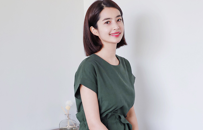 ストリングポールデッドリネンドレス