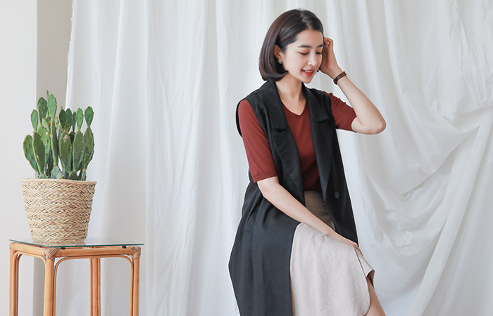 テーラーリネンロングベスト