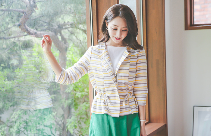 ストライプストリングリネンジャケット