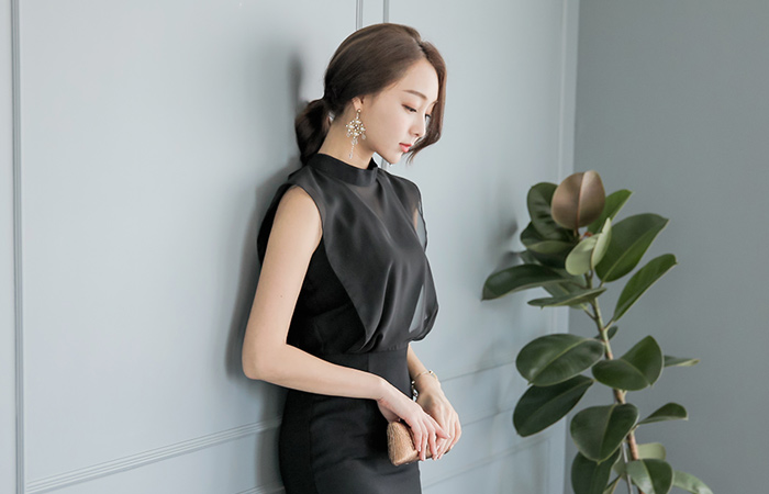 セクシーシーツルーシフォントップドレス