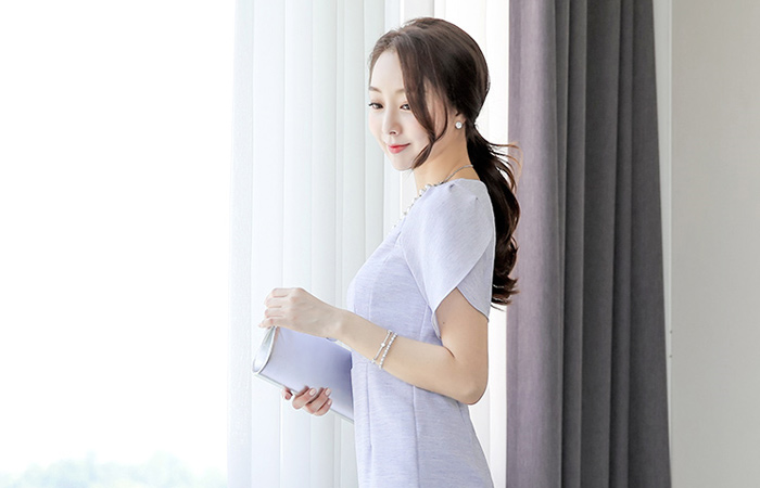 リネンテクスチャスラブドレス