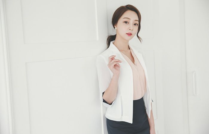 小売配色フェプラムシングルショートジャケット