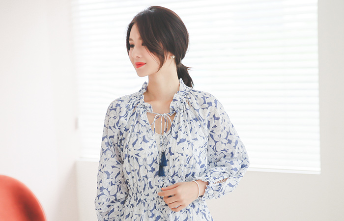 スタッフパンチングレイスロングワンピース