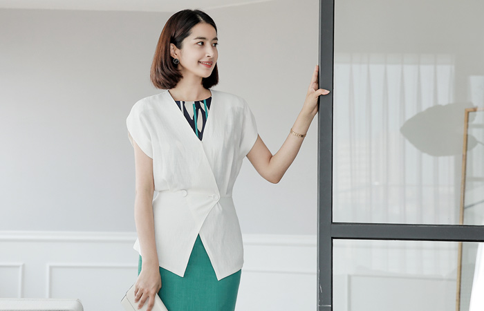 フレンチツーボタンボリュームラップジャケット