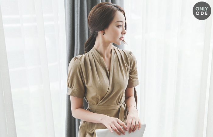 ロマンチックラッフルラップリネンロングワンピース