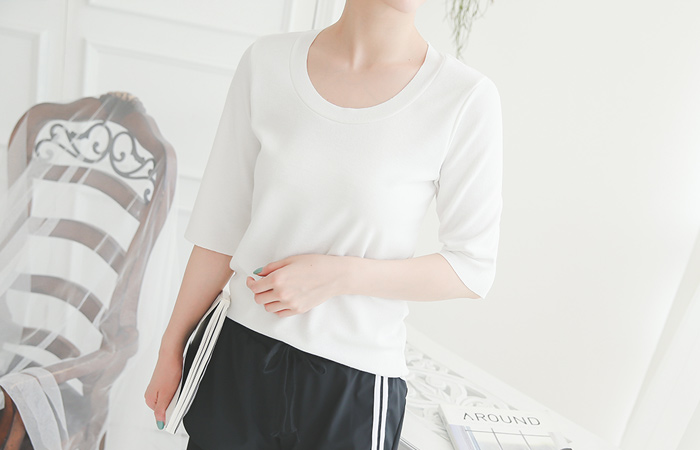 カットUネック5分袖スパンティー